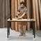 Oak-Black Adjustable Mobile Workbench 2000lbs Casters Power Strip Hooks